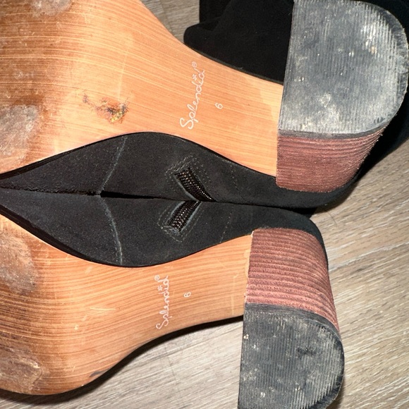 Splendid Womens Boots Solid Black Size 6 Suede Block Heel Knee High - Picture 8 of 14